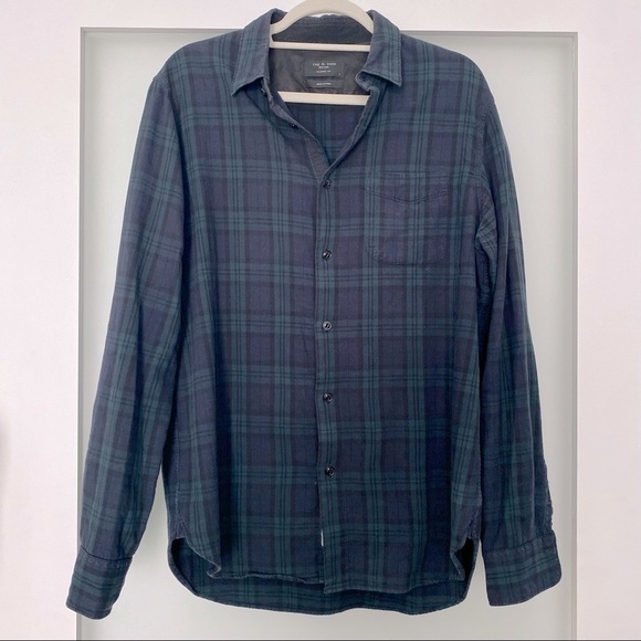 rag & bone Other - Rag & bone classic fit blue green plaid button down shirt size large
